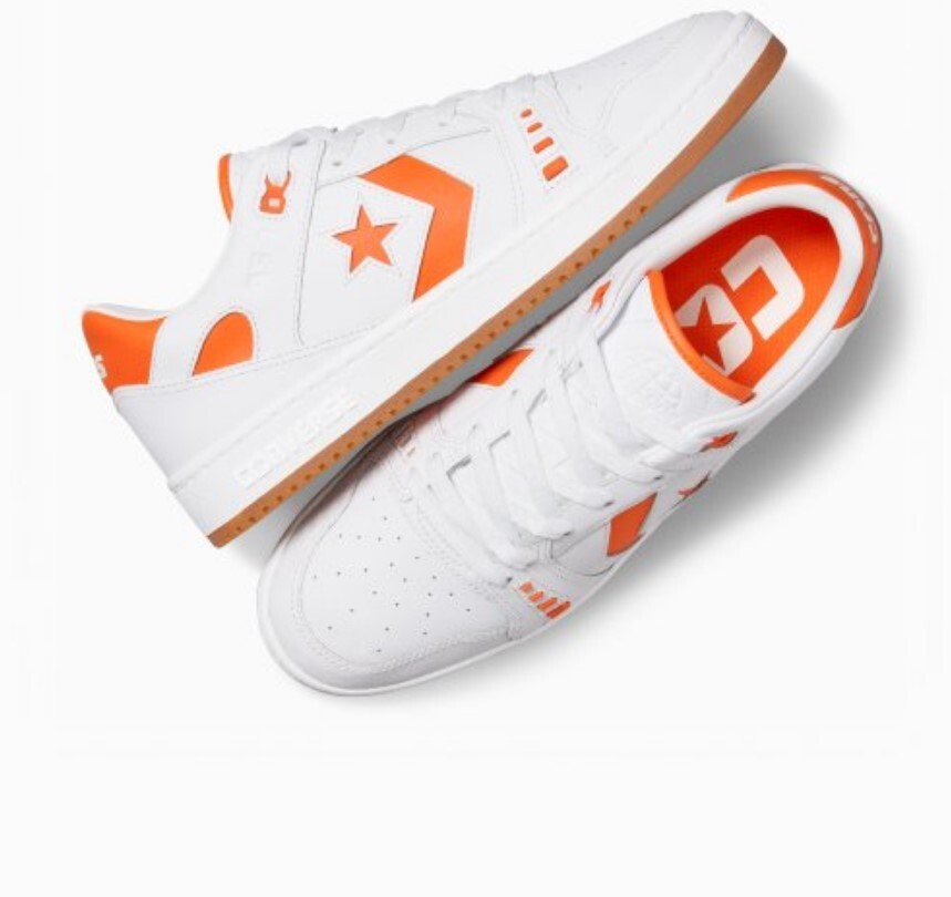 Converse AS-1 Pro A08130C Mens 9.5 Sneaker White Orange Leather Skateboard Shoes NEW Converse AS-1 Pro Ox CONS Leather Skate White Orange  main image 3