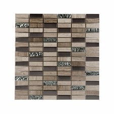 Beige Stone Mosaic Tile Glass Bathroom Mosaic Sheet Kitchen Splashback | 30cm