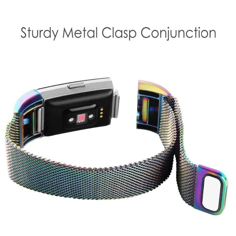 Correa de repuesto de acero inoxidable con bucle magnético para Fitbit Charge 2 Foto 4 de 4
