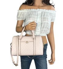 MICHAEL KORS TRAVEL MEDIUM DUFFLE SATCHEL SHOULDER CROSSBODY BAG MK LIGHT PINK