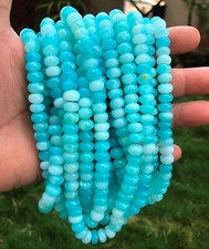 Sky Blue shaded opal smooth rondelle shape beads 16" 8-9 mm Yellow opal Beads