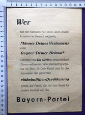 Old Election Propaganda Leaflet Bavaria Party Josef Reichl Rottenburg LIST 8