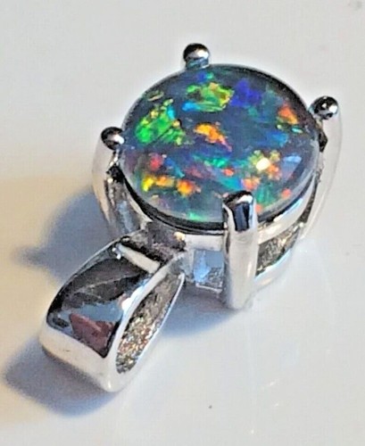 Opal Pendant Genuine Australian Opal Triplets 7mm Best Quality Solid Silver - Picture 19 of 20
