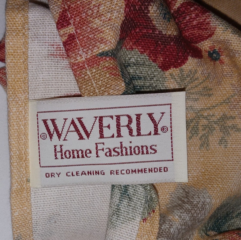 Pair of Waverly Pleasant Valley Curtain Valances Dark Beige Red Roses