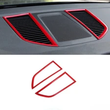 For Porsche Macan 2015-2021 Bright Red Central Console Air Outlet Vent Trim 2*