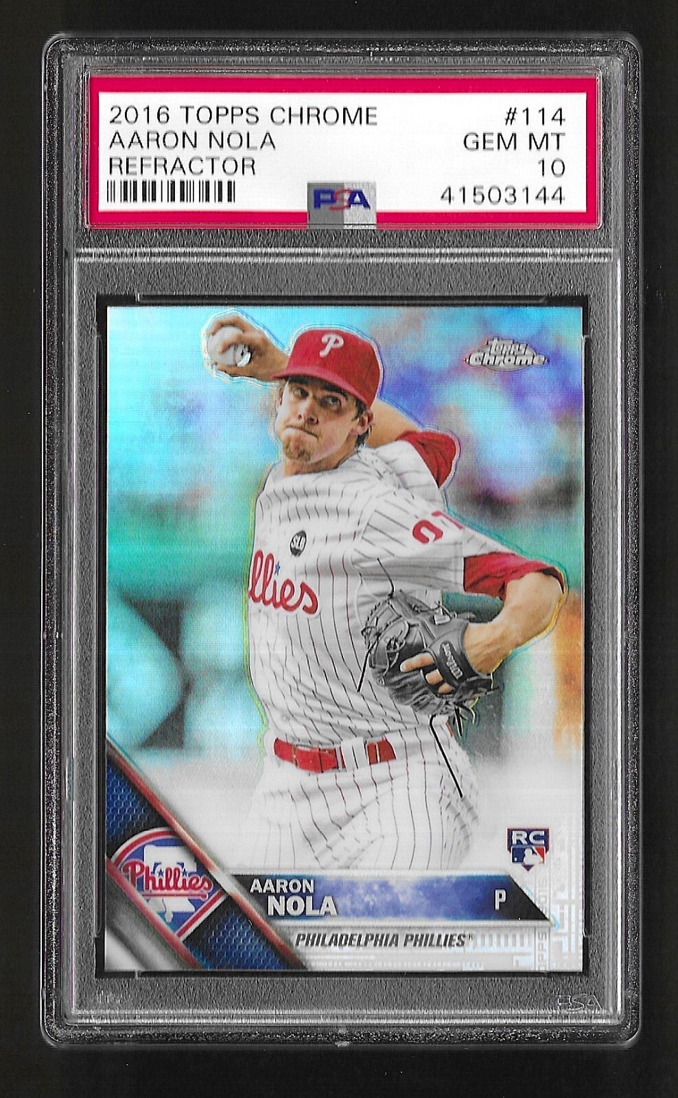 2016 Topps Chrome Refractor #114 Aaron Nola RC Rookie PSA 10
