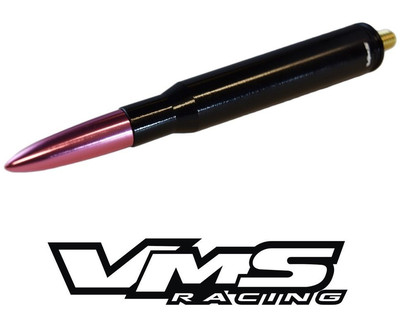 VMS 50 CALIBER BULLET STYLE ALUMINUM REPLACEMENT SHORT ANTENNA BLACK PINK