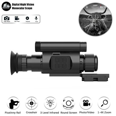 Nachtsichtgerät 1080P Videokamera Fadenkreuz Clip-on Digital Monokular NV075 NEU