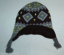 Toddler Girls WINTER HAT Knit SHERPA LINING Black Yellow Gray ONE SIZE