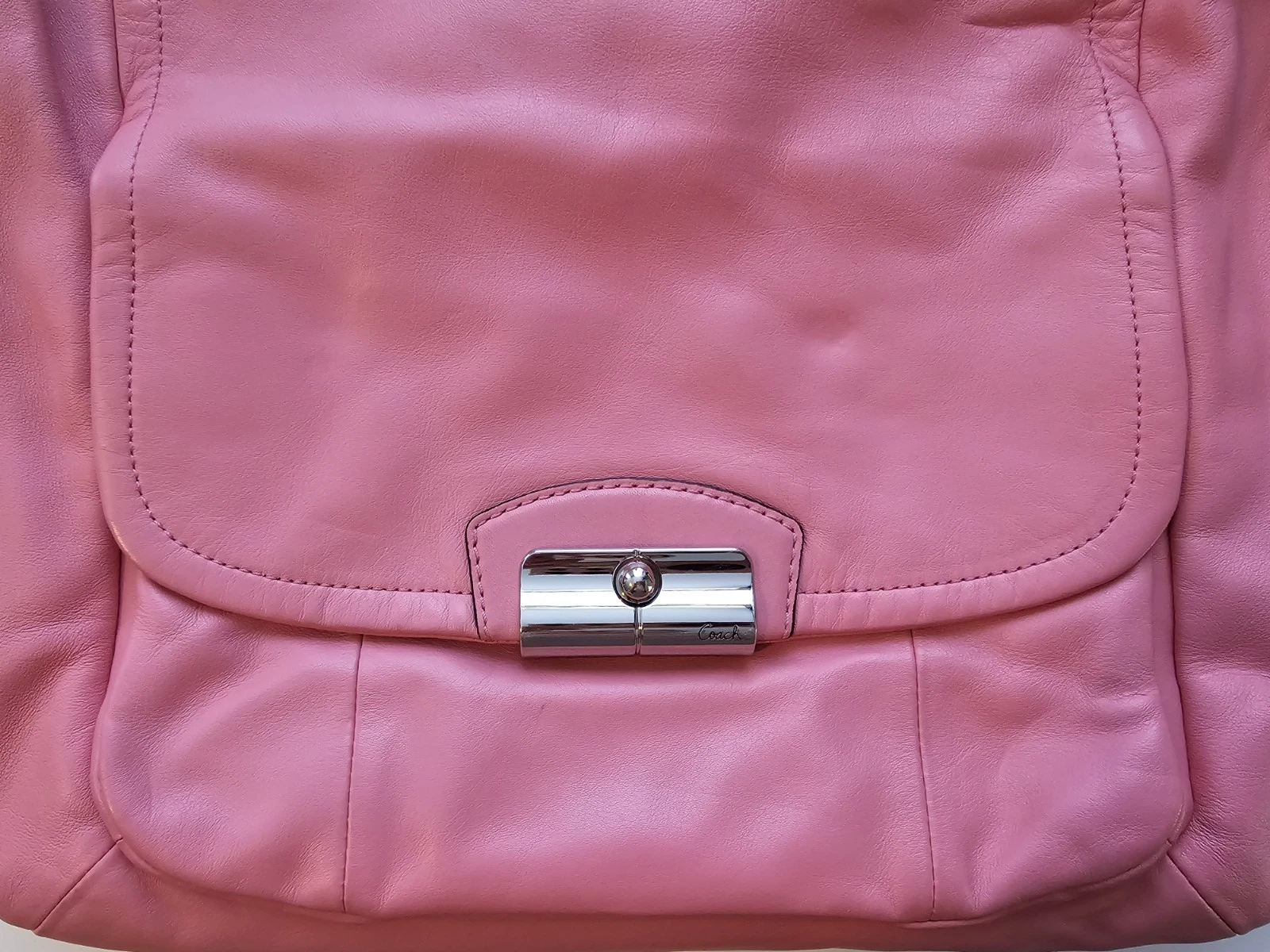 Borsa a mano Coach KRST grande in pelle rosa e argento nuova con etichette F22309