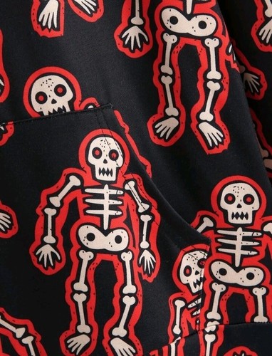 Womens Size 8-10-12 UK Black Skeleton Pullover Hoodie Jumper Sweater M Alt Emo - Picture 2 of 3