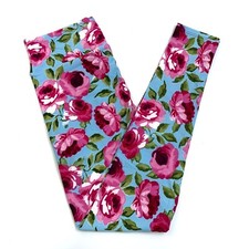 OS LuLaRoe Leggings  PINK FLORAL PATTERN  Sizes 2-10 ONE SIZE; blue background