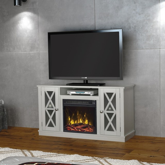 Bayport Tv Stand For Tvs Up To 55 With Electric Fireplace White