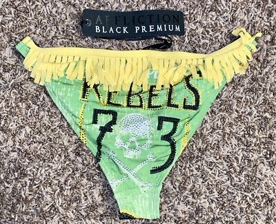 NWT AFFLICTION Black  Skull  women s Bikini Bottoms w/Bling size: Small, $58