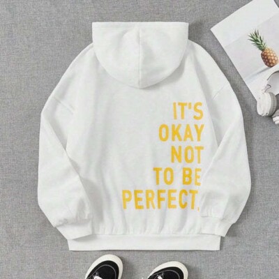 Damen-Langarm-Sweatshirt mehrfarbig Buchstaben bedruckt passend Freizeit