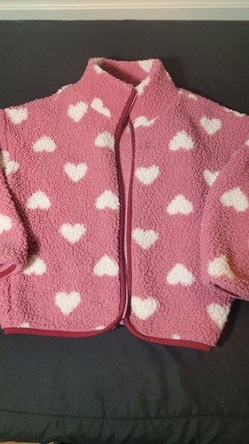 Old Navy Leopard Sherpa Pink Accents Zip-Front Hooded Jacket Kid Size Medium - Picture 2 of 10