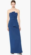 Adrianna Papell Strapless Bow Detail Front Kneat Crepe Colum Gown, Size 10