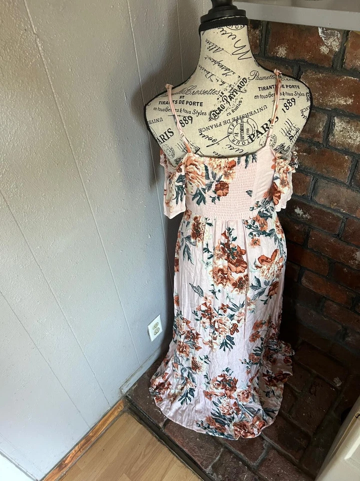 Women dress American Rag Cie Asymmetrical pink Floral  Multicolor M boho Chic - Image 2 of 4