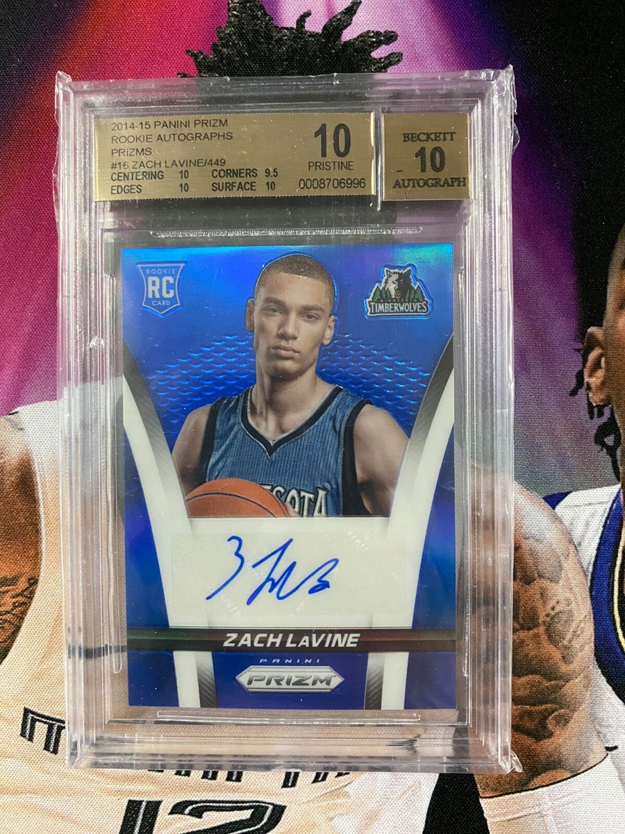 2014-15 PANINI PRIZM ZACH LAVINE RC ROOKIE AUTO SP /449 BGS 10 