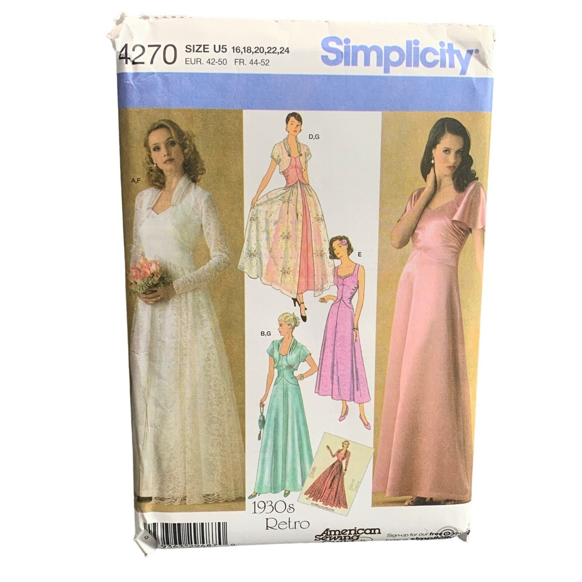 Simplicity 4270 1930s Retro Dress Pattern Sizes 16-24 Misses' Evening &  Bridal - | eBay