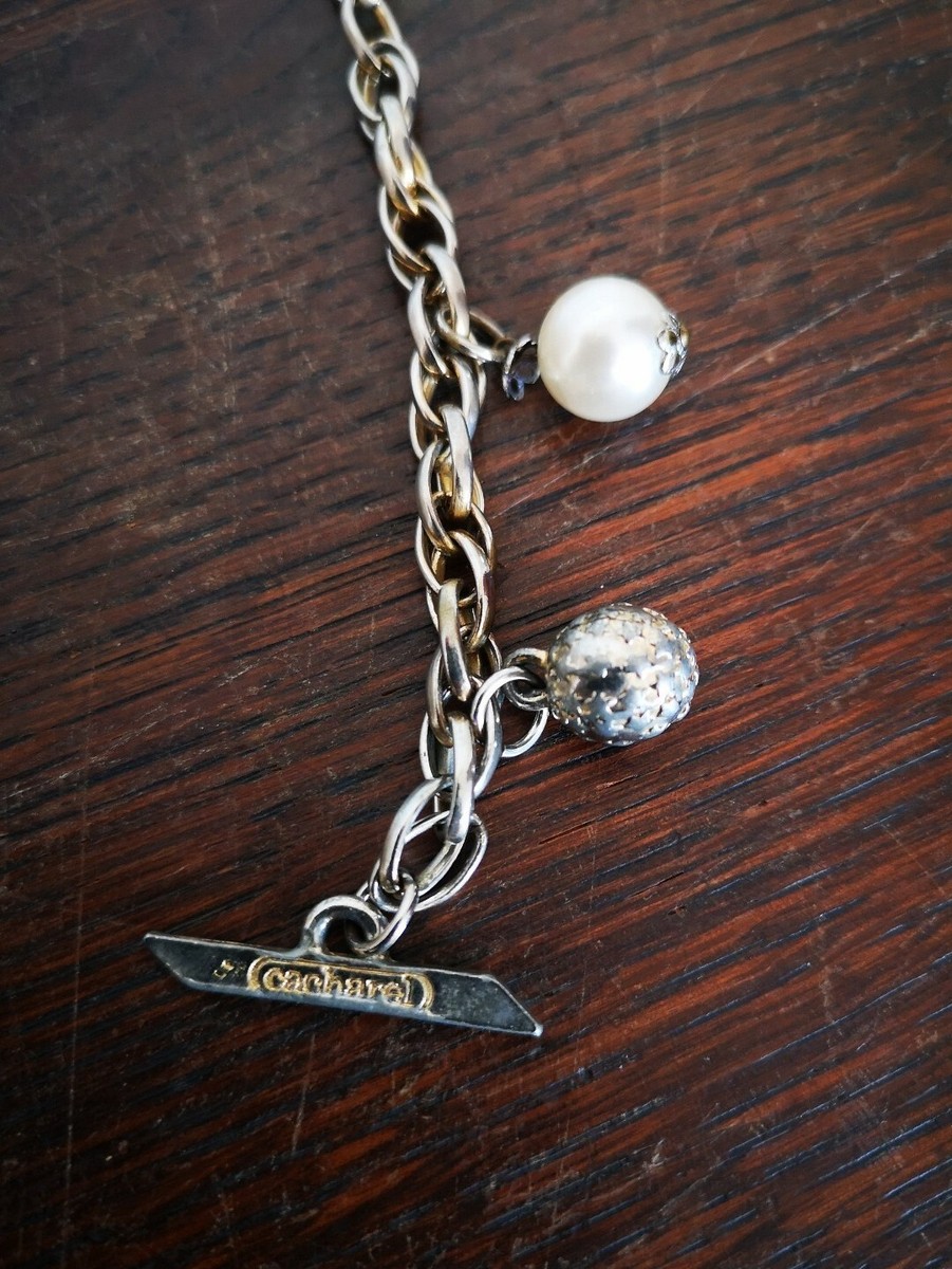 Bracelet Breloques Vintage Cacharel - Bijou Costume French - Occasion à Nettoyer