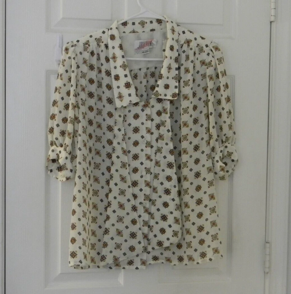 Josephine 复古女式衬衫职业装 16W 码可拆卸蝴蝶结肩垫 — 第 2/4 张图片