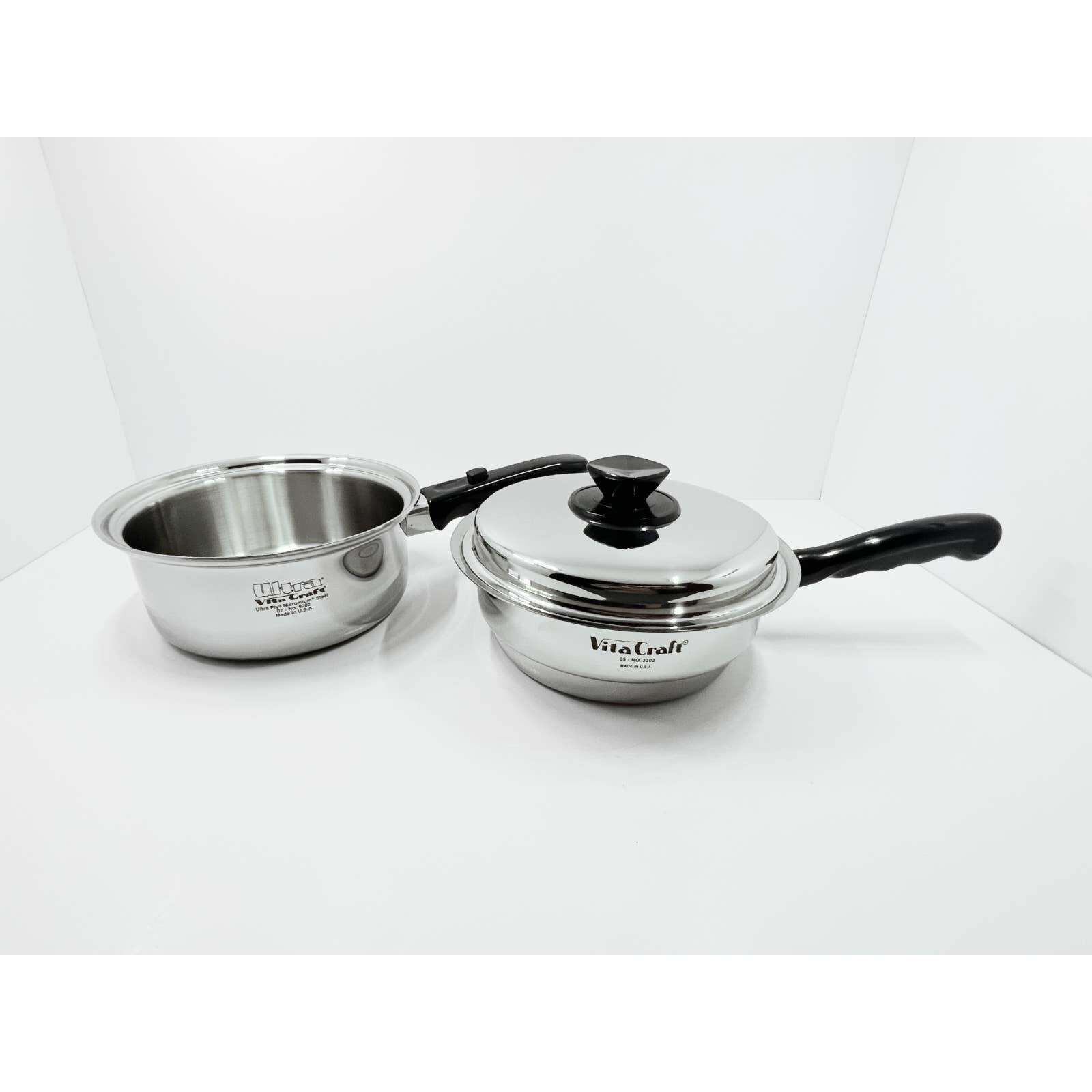 Vita Craft Cookware 4 piece set 2 Quart pot/Lid (9202) + steamer/Lid