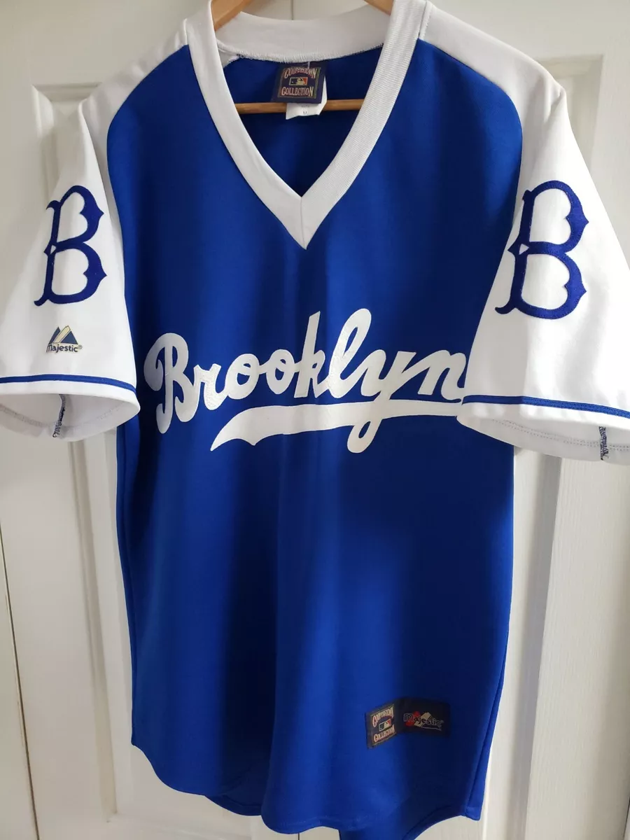 Brooklyn Dodgers Cooperstown Jersey Old School All Sewn by Majestic Blue (  XL )