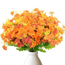 6 Pcs Artificial Fall Flowers Branches Orange Fall UV Resistant No Fade