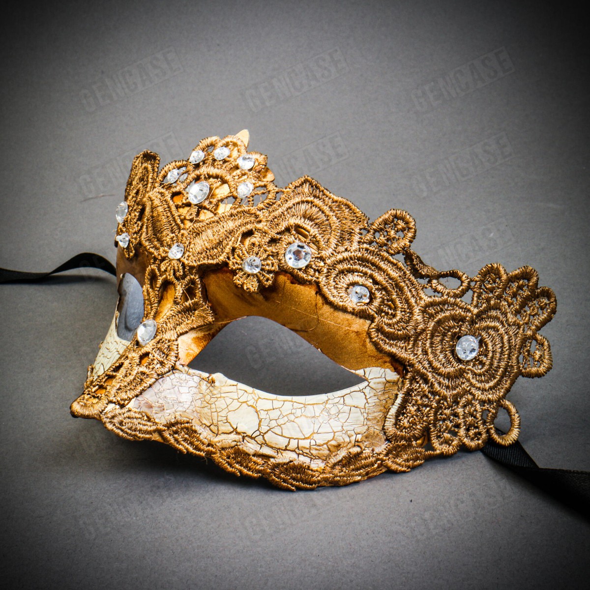 Women Sexy Crackle GOLD Brocade Masquerade Venetian Prom Ball