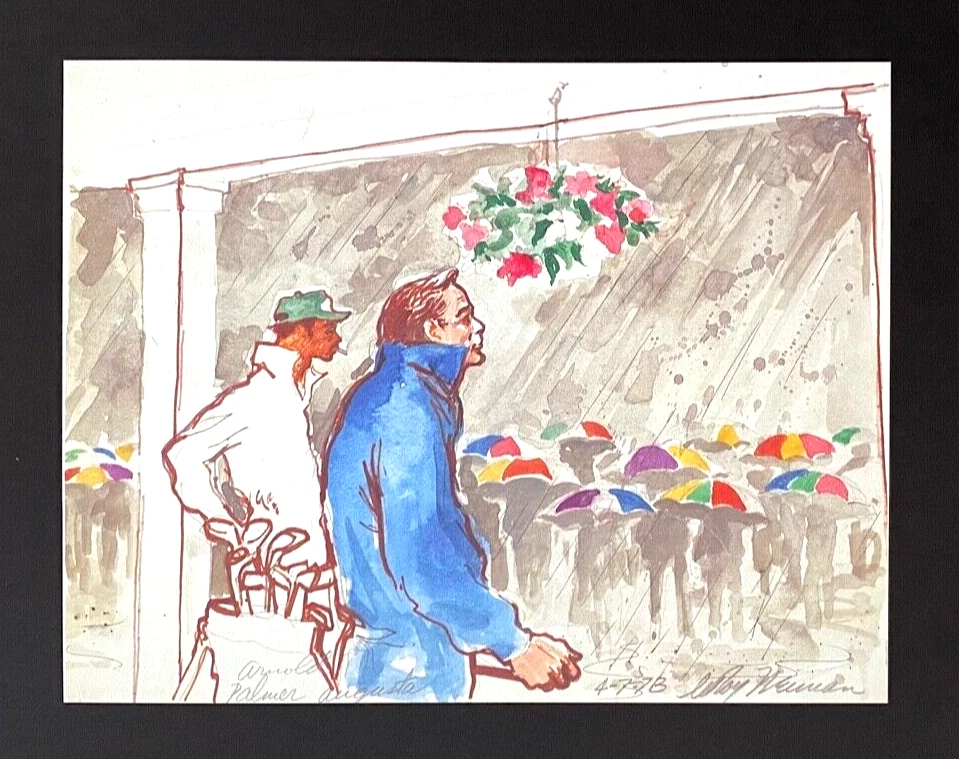 🔥LEROY NEIMAN + ARNOLD PALMER GOLF + AÑOS 70 + IMPRESIÓN FIRMADA ENMARCADA 14X11 pulgadas Foto 2 de 3