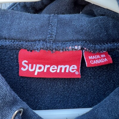 Men's Supreme Navy Blue Box Logo Hoodie FW16 Size Medium Authentic