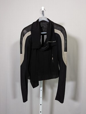 Rick Owens Spring 2015 Leather Black Pearl Silk Chiffon Paneled