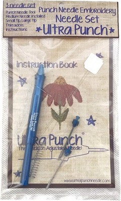 Ultra Punch Needle 3 Needle Set- 3 Needles Small, Medium and Large Includes Tool