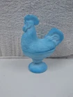 Vintage Blue Slag Milk Glass Rooster-Footed Candy Dish 9-inch Semi Matte Finish