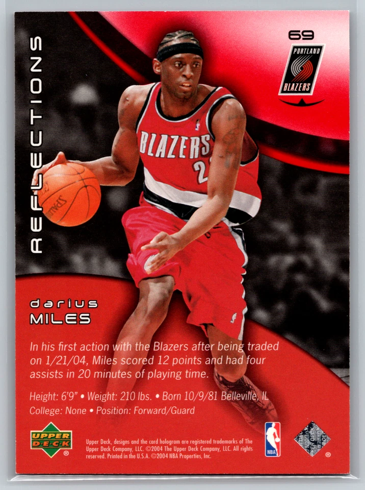 Darius Miles 2003-04 Upper Deck Triple Dimensions Reflections Ruby /500 #69 - Image 2 of 2