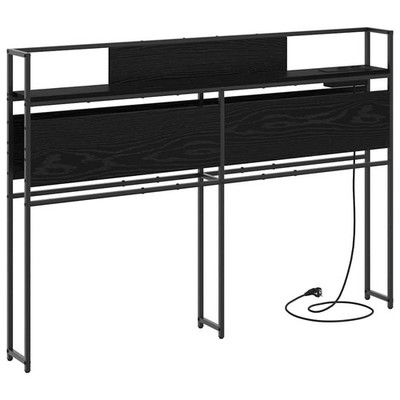 Stauraum Kopfteil Schwarz Eichen Optik 120 cm mit Ladestation und Regalen Holz