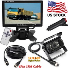 RV Truck Trailer Waterproof Night Vision Rear View Backup Camera 7" HD Monitor