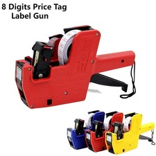 8 Digit Price Tag Gun Labeler with 5000 Labels Ink Roller Pricing Machine