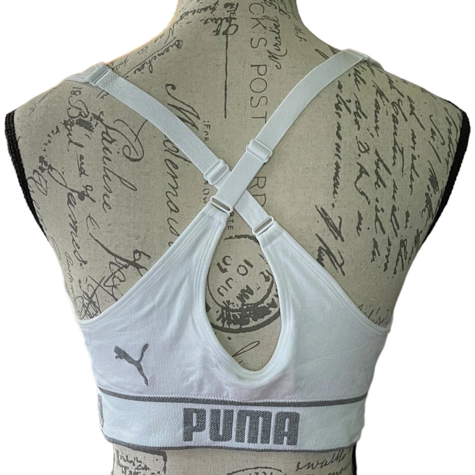 Puma Juego De 2 Sujetadores Deportivos Rosa Blanco Talla Grande NUEVO Foto 4 de 4