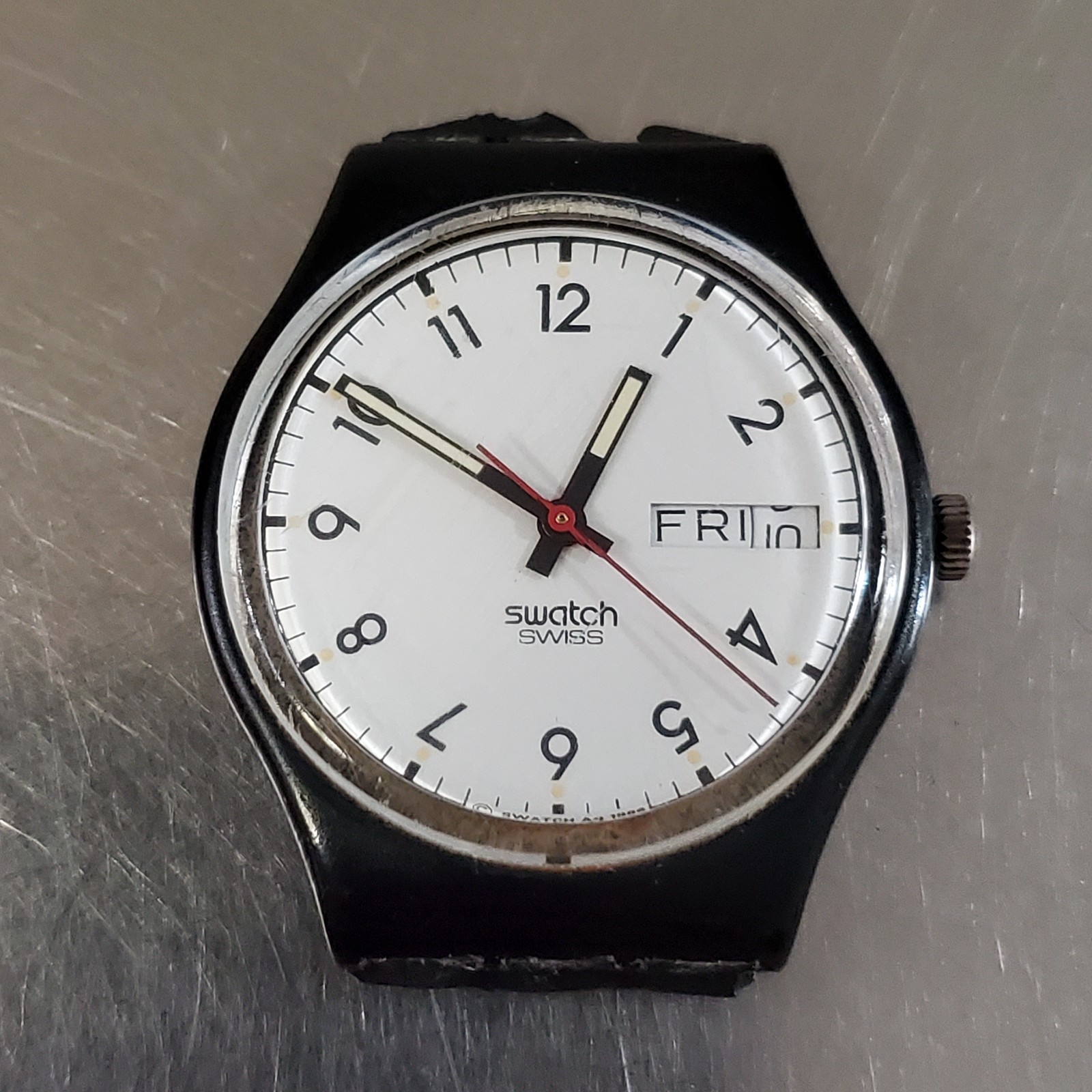 SWATCH Watch CLASSIC TWO GB709 Vintage 1986 Swiss Analog Quartz Day Date 34 mm
