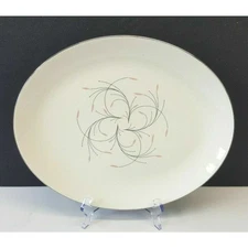 Homer Laughlin Rhythm Capri 13.5" Oval Serving Platter Pink Black MCM (2avail)