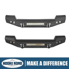 Hooke Road Steel Full Length Front Bumper w/LED Light Fit 07-18 Jeep Wrangler