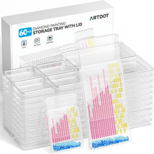 60-Piece Diamond Art Storage Trays Kits for Adults with Lids, 2-In-1 Stackable D