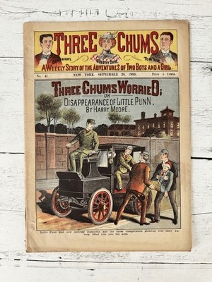 Three Chums #47, 1900 Victorian Dime Novel Youth Adventure Frank Tousey Antique