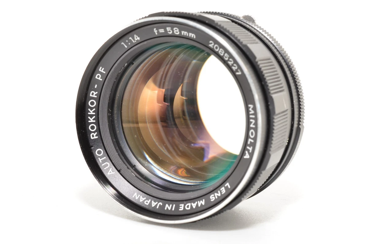 アダプター付 ミノルタ AutoRokkor-PF 58mm F1.4 164 オールドレンズ】ナチュラルな描写が魅力、緑のロッコール「ミノルタ