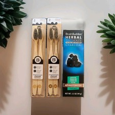 Brush Buddies Bamboo Toothbrushes Herbal Toothpaste infused with Charcoal