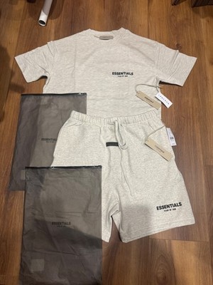 Fear Of God Essentials GREY T-Shirt & Shorts Set Men s Size S-L Brand NEW