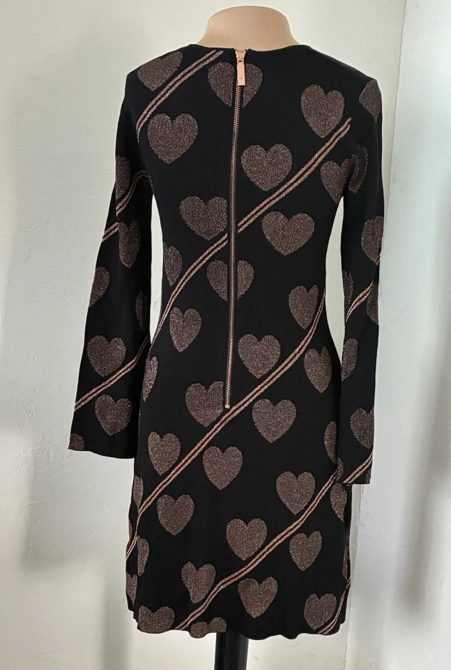 Ted Baker Uzeniaa Joyous Heart Print Knit Dress- Size 1 - Image 4 of 4
