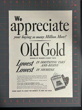 1942 Vintage Old Gold Cigarettes Lowest In Tars Resins Nicotine Print Ad M2